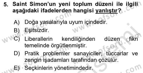 Toplumsal Değişme Kuramları Dersi 2022 - 2023 Yılı (Vize) Ara Sınav Soruları 5. Soru