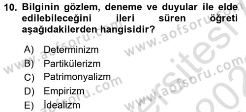 Toplumsal Değişme Kuramları Dersi 2022 - 2023 Yılı (Final) Dönem Sonu Sınav Soruları 10. Soru