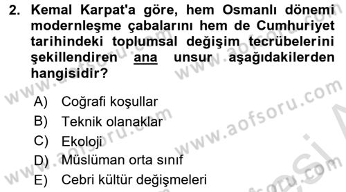 Toplumsal Değişme Kuramları Dersi 2022 - 2023 Yılı (Final) Dönem Sonu Sınav Soruları 2. Soru