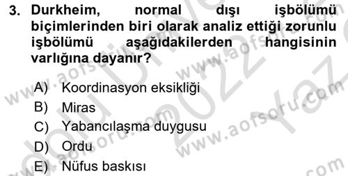 Toplumsal Değişme Kuramları Dersi 2022 - 2023 Yılı Yaz Okulu Sınav Soruları 3. Soru