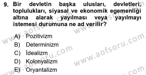 Toplumsal Değişme Kuramları Dersi 2022 - 2023 Yılı Yaz Okulu Sınav Soruları 9. Soru