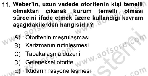 Toplumsal Değişme Kuramları Dersi Ara Sınavı Deneme Sınav Soruları 11. Soru