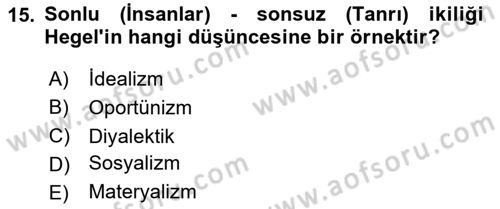 Toplumsal Değişme Kuramları Dersi Ara Sınavı Deneme Sınav Soruları 15. Soru