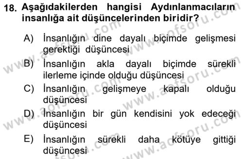 Toplumsal Değişme Kuramları Dersi Ara Sınavı Deneme Sınav Soruları 18. Soru