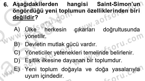 Toplumsal Değişme Kuramları Dersi 2024 - 2025 Yılı (Vize) Ara Sınav Soruları 6. Soru