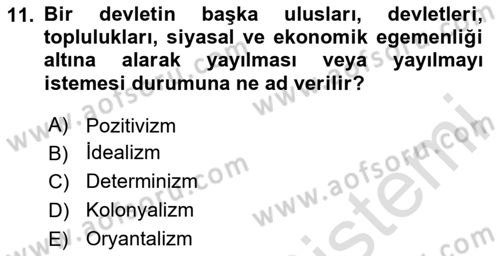 Toplumsal Değişme Kuramları Dersi 2024 - 2025 Yılı (Final) Dönem Sonu Sınav Soruları 11. Soru