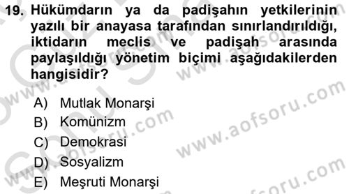 Toplumsal Değişme Kuramları Dersi 2024 - 2025 Yılı (Final) Dönem Sonu Sınav Soruları 19. Soru