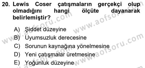 Toplumsal Değişme Kuramları Dersi 2024 - 2025 Yılı Yaz Okulu Sınav Soruları 20. Soru