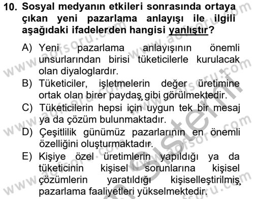 Sosyal Medya Dersi 2012 - 2013 Yılı (Vize) Ara Sınav Soruları 10. Soru