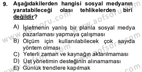 Sosyal Medya Dersi 2012 - 2013 Yılı (Vize) Ara Sınav Soruları 9. Soru