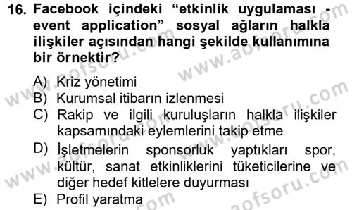 Sosyal Medya Dersi 2012 - 2013 Yılı (Final) Dönem Sonu Sınav Soruları 16. Soru