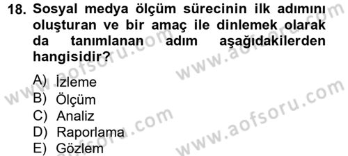 Sosyal Medya Dersi 2012 - 2013 Yılı (Final) Dönem Sonu Sınav Soruları 18. Soru