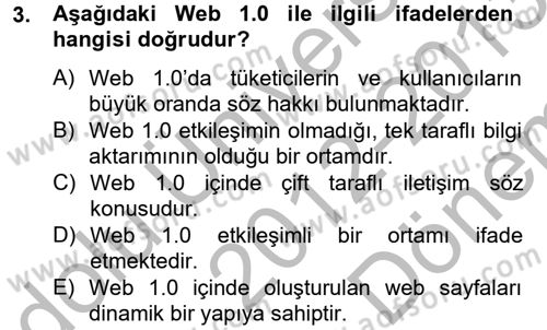 Sosyal Medya Dersi 2012 - 2013 Yılı (Final) Dönem Sonu Sınav Soruları 3. Soru