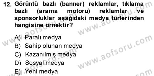 Sosyal Medya Dersi 2013 - 2014 Yılı (Vize) Ara Sınav Soruları 12. Soru