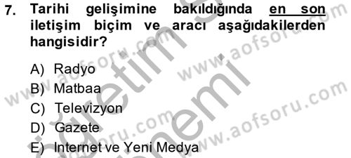 Sosyal Medya Dersi 2013 - 2014 Yılı (Vize) Ara Sınav Soruları 7. Soru