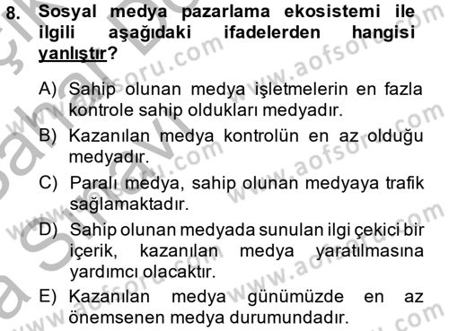 Sosyal Medya Dersi 2013 - 2014 Yılı (Vize) Ara Sınav Soruları 8. Soru