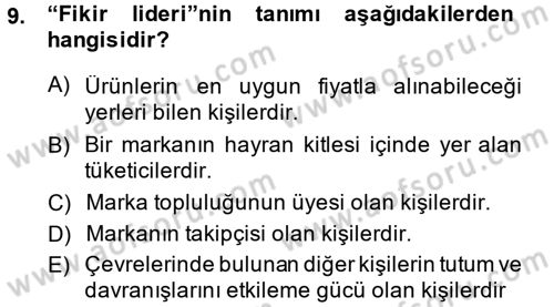 Sosyal Medya Dersi 2013 - 2014 Yılı (Vize) Ara Sınav Soruları 9. Soru