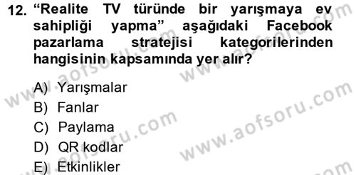Sosyal Medya Dersi 2013 - 2014 Yılı Tek Ders Sınav Soruları 12. Soru