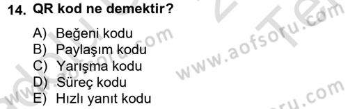 Sosyal Medya Dersi 2013 - 2014 Yılı Tek Ders Sınav Soruları 14. Soru