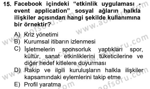 Sosyal Medya Dersi 2013 - 2014 Yılı Tek Ders Sınav Soruları 15. Soru
