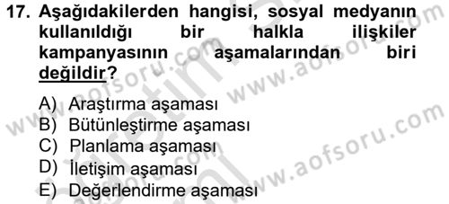 Sosyal Medya Dersi 2013 - 2014 Yılı Tek Ders Sınav Soruları 17. Soru