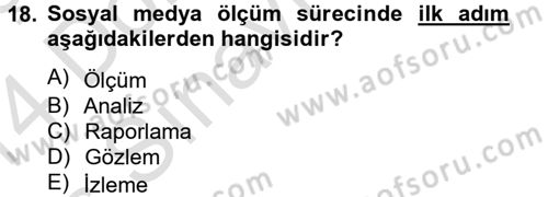 Sosyal Medya Dersi 2013 - 2014 Yılı Tek Ders Sınav Soruları 18. Soru