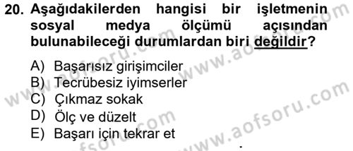 Sosyal Medya Dersi 2013 - 2014 Yılı Tek Ders Sınav Soruları 20. Soru