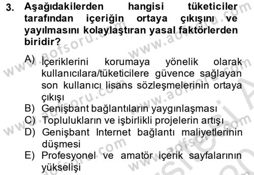 Sosyal Medya Dersi 2013 - 2014 Yılı Tek Ders Sınav Soruları 3. Soru