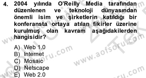 Sosyal Medya Dersi 2013 - 2014 Yılı Tek Ders Sınav Soruları 4. Soru