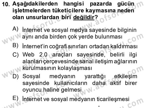 Sosyal Medya Dersi 2014 - 2015 Yılı (Vize) Ara Sınav Soruları 10. Soru