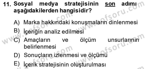 Sosyal Medya Dersi 2014 - 2015 Yılı (Vize) Ara Sınav Soruları 11. Soru