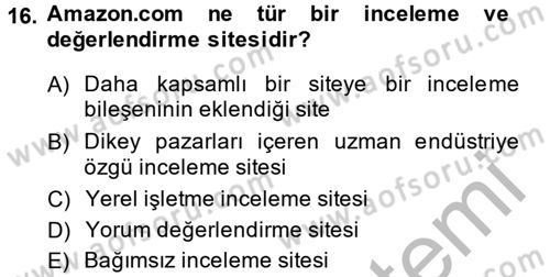 Sosyal Medya Dersi 2014 - 2015 Yılı (Vize) Ara Sınav Soruları 16. Soru