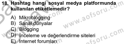 Sosyal Medya Dersi 2014 - 2015 Yılı (Vize) Ara Sınav Soruları 18. Soru