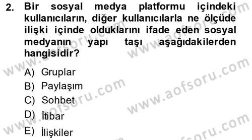 Sosyal Medya Dersi 2014 - 2015 Yılı (Vize) Ara Sınav Soruları 2. Soru