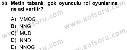 Sosyal Medya Dersi 2014 - 2015 Yılı (Vize) Ara Sınav Soruları 20. Soru