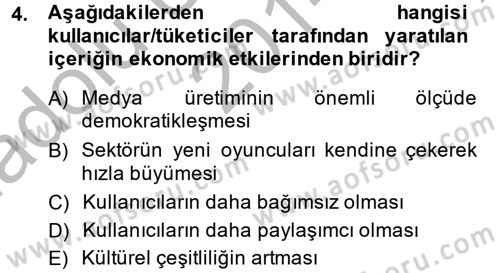 Sosyal Medya Dersi 2014 - 2015 Yılı (Vize) Ara Sınav Soruları 4. Soru