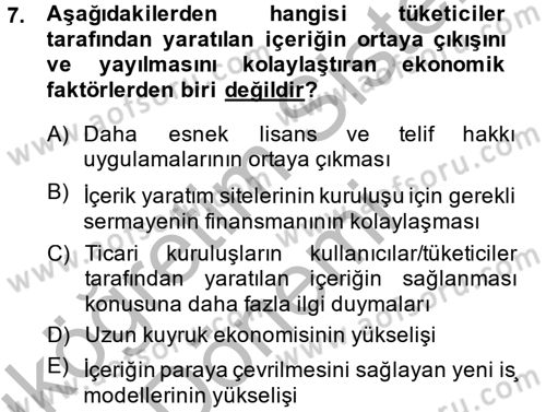 Sosyal Medya Dersi 2014 - 2015 Yılı (Vize) Ara Sınav Soruları 7. Soru