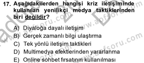 Sosyal Medya Dersi 2014 - 2015 Yılı (Final) Dönem Sonu Sınav Soruları 17. Soru
