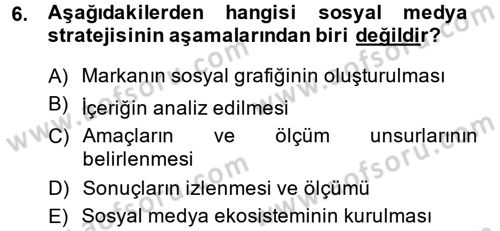 Sosyal Medya Dersi 2014 - 2015 Yılı (Final) Dönem Sonu Sınav Soruları 6. Soru