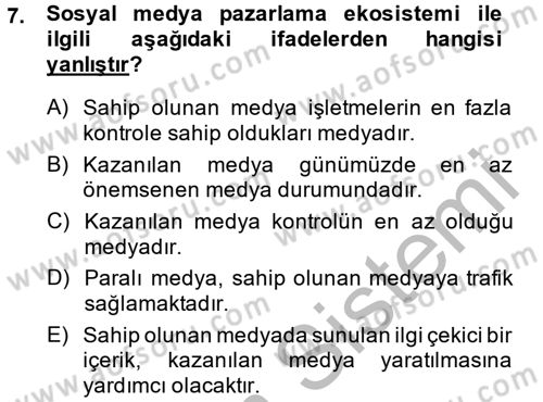 Sosyal Medya Dersi 2014 - 2015 Yılı (Final) Dönem Sonu Sınav Soruları 7. Soru