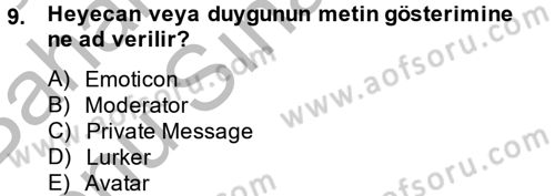 Sosyal Medya Dersi 2014 - 2015 Yılı (Final) Dönem Sonu Sınav Soruları 9. Soru