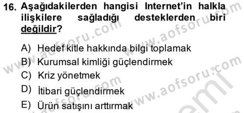 Sosyal Medya Dersi 2014 - 2015 Yılı Tek Ders Sınav Soruları 16. Soru