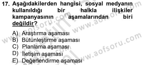 Sosyal Medya Dersi 2014 - 2015 Yılı Tek Ders Sınav Soruları 17. Soru