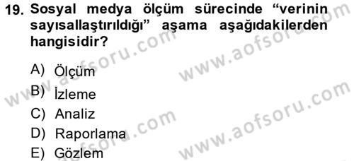 Sosyal Medya Dersi 2014 - 2015 Yılı Tek Ders Sınav Soruları 19. Soru