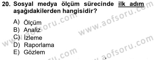 Sosyal Medya Dersi 2014 - 2015 Yılı Tek Ders Sınav Soruları 20. Soru