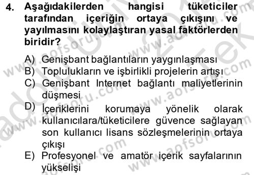 Sosyal Medya Dersi 2014 - 2015 Yılı Tek Ders Sınav Soruları 4. Soru