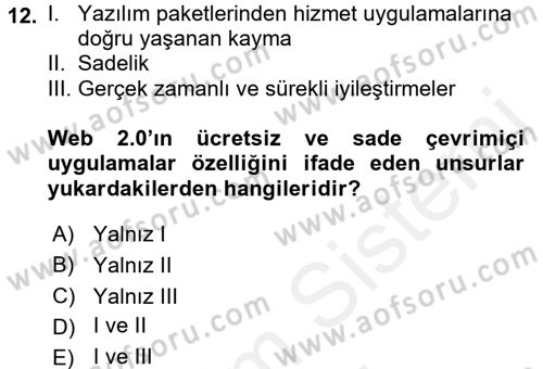 Sosyal Medya Dersi 2015 - 2016 Yılı (Vize) Ara Sınav Soruları 12. Soru