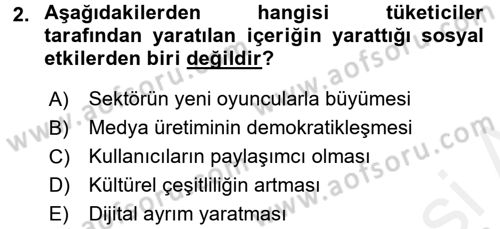 Sosyal Medya Dersi 2015 - 2016 Yılı (Vize) Ara Sınav Soruları 2. Soru