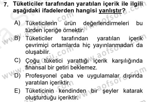 Sosyal Medya Dersi 2015 - 2016 Yılı (Vize) Ara Sınav Soruları 7. Soru