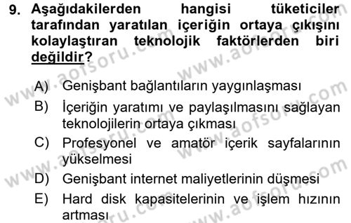 Sosyal Medya Dersi 2015 - 2016 Yılı (Vize) Ara Sınav Soruları 9. Soru